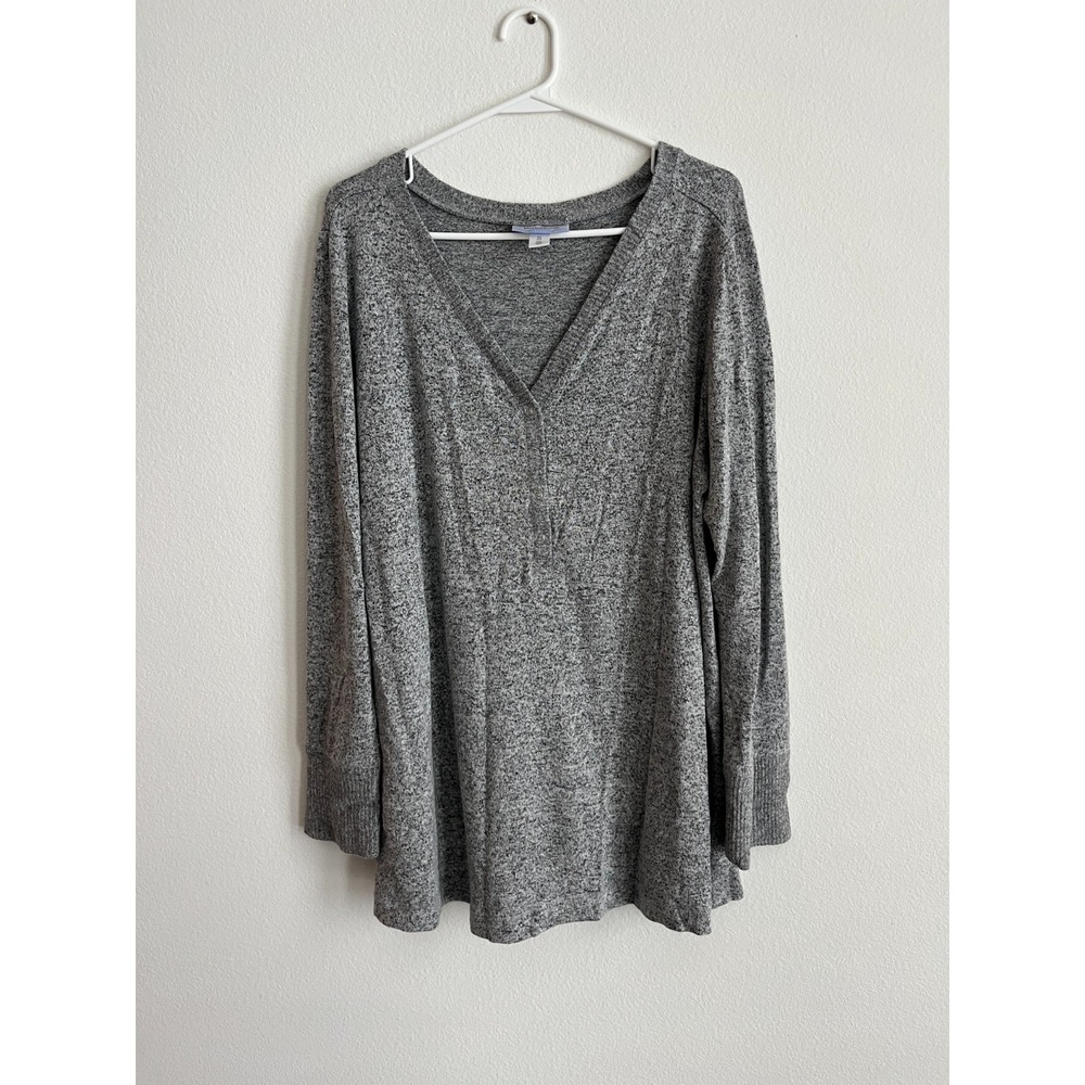 Motherhood Maternity Sleep Sweater Womens XL Gray V Neck Long Sleeve Soft Winter